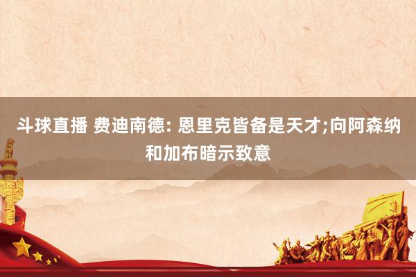 斗球直播 费迪南德: 恩里克皆备是天才;向阿森纳和加布暗示致意