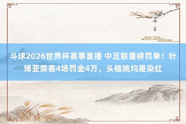 斗球2026世界杯赛事直播 中足联重磅罚单！叶博亚禁赛4场罚金4万，头槌姚均晟染红