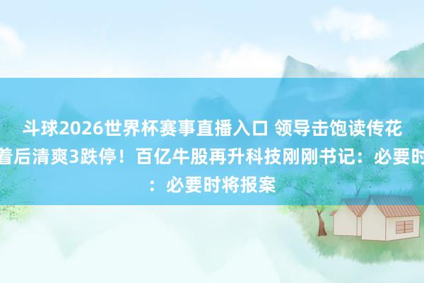 斗球2026世界杯赛事直播入口 领导击饱读传花效应彰着后清爽