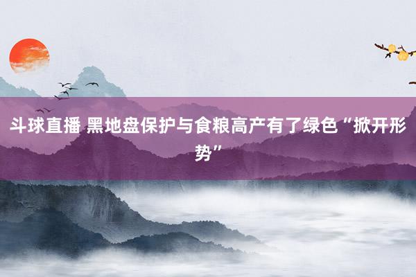 斗球直播 黑地盘保护与食粮高产有了绿色“掀开形势”