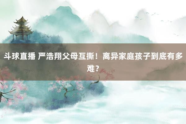 斗球直播 严浩翔父母互撕！离异家庭孩子到底有多难？
