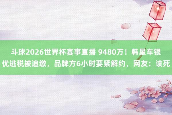 斗球2026世界杯赛事直播 9480万！韩星车银优逃税被追缴，品牌方6小时要紧解约，网友：该死