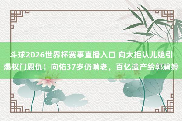 斗球2026世界杯赛事直播入口 向太拒认儿媳引爆权门恩仇!向佑37岁仍啃老,百亿遗产给郭碧婷