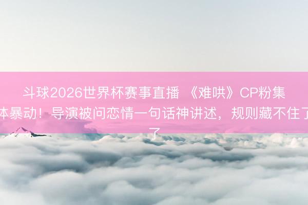 斗球2026世界杯赛事直播 《难哄》CP粉集体暴动！导演被问恋情一句话神讲述，规则藏不住了