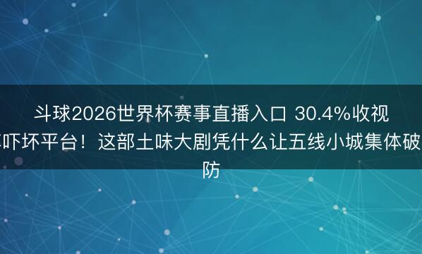 斗球2026世界杯赛事直播入口 30.4%收视率吓坏平台!这部土味大剧凭什么让五线小城集体破防