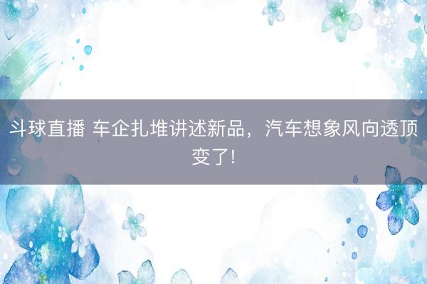 斗球直播 车企扎堆讲述新品，汽车想象风向透顶变了!