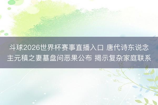 斗球2026世界杯赛事直播入口 唐代诗东说念主元稹之妻墓盘问恶果公布 揭示复杂家庭联系